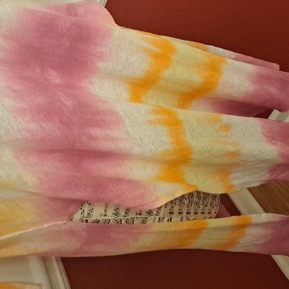 We The Free Free People Oversized Tie Dyed Striped Pamona Linen Blend Tshirt - Picture 4 of 8